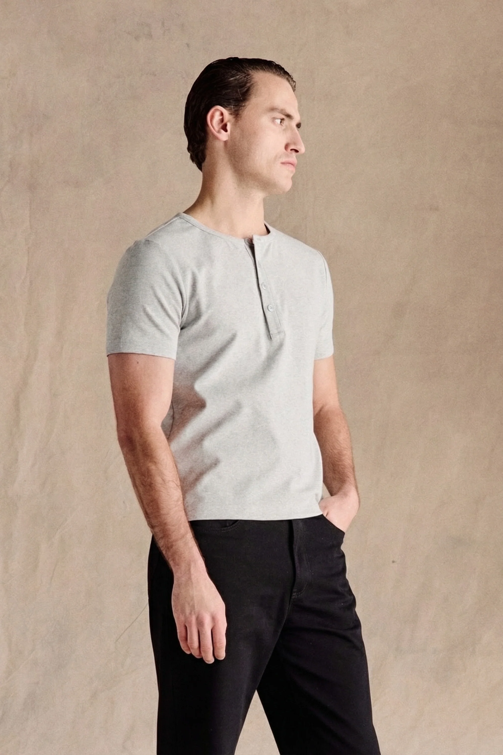 Henley Short Sleeve | Grey - Image 2