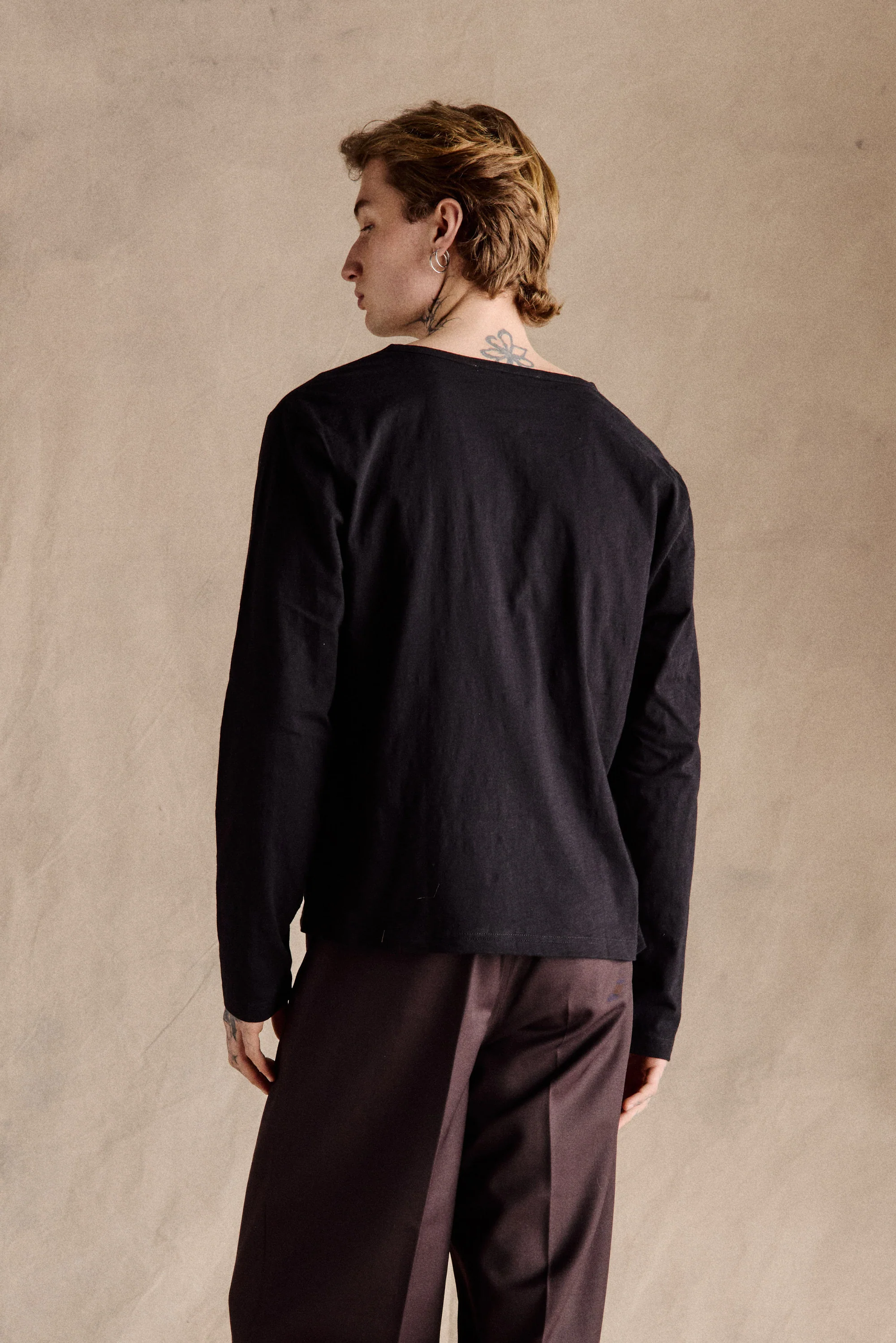 Riviera Slub Henley | Black - Image 3