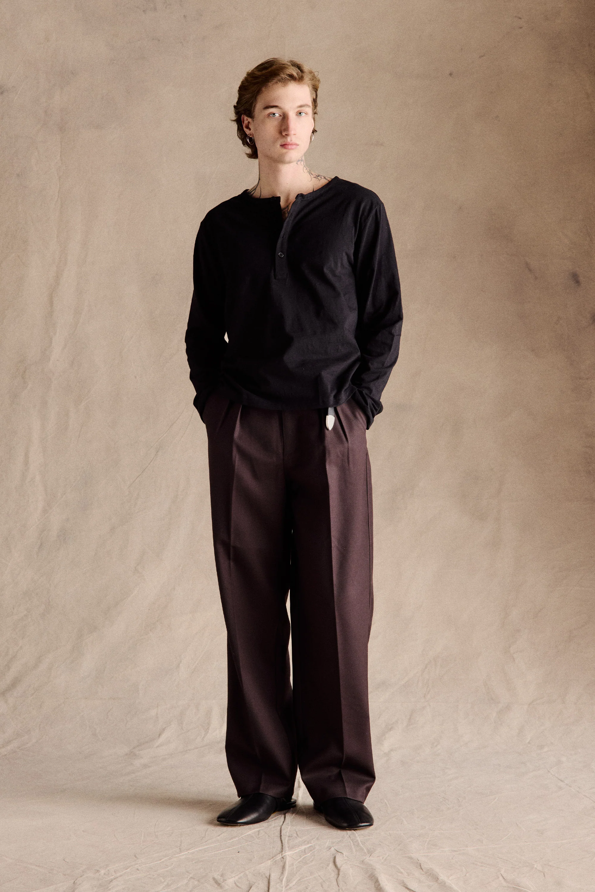 Riviera Slub Henley | Black - Image 4