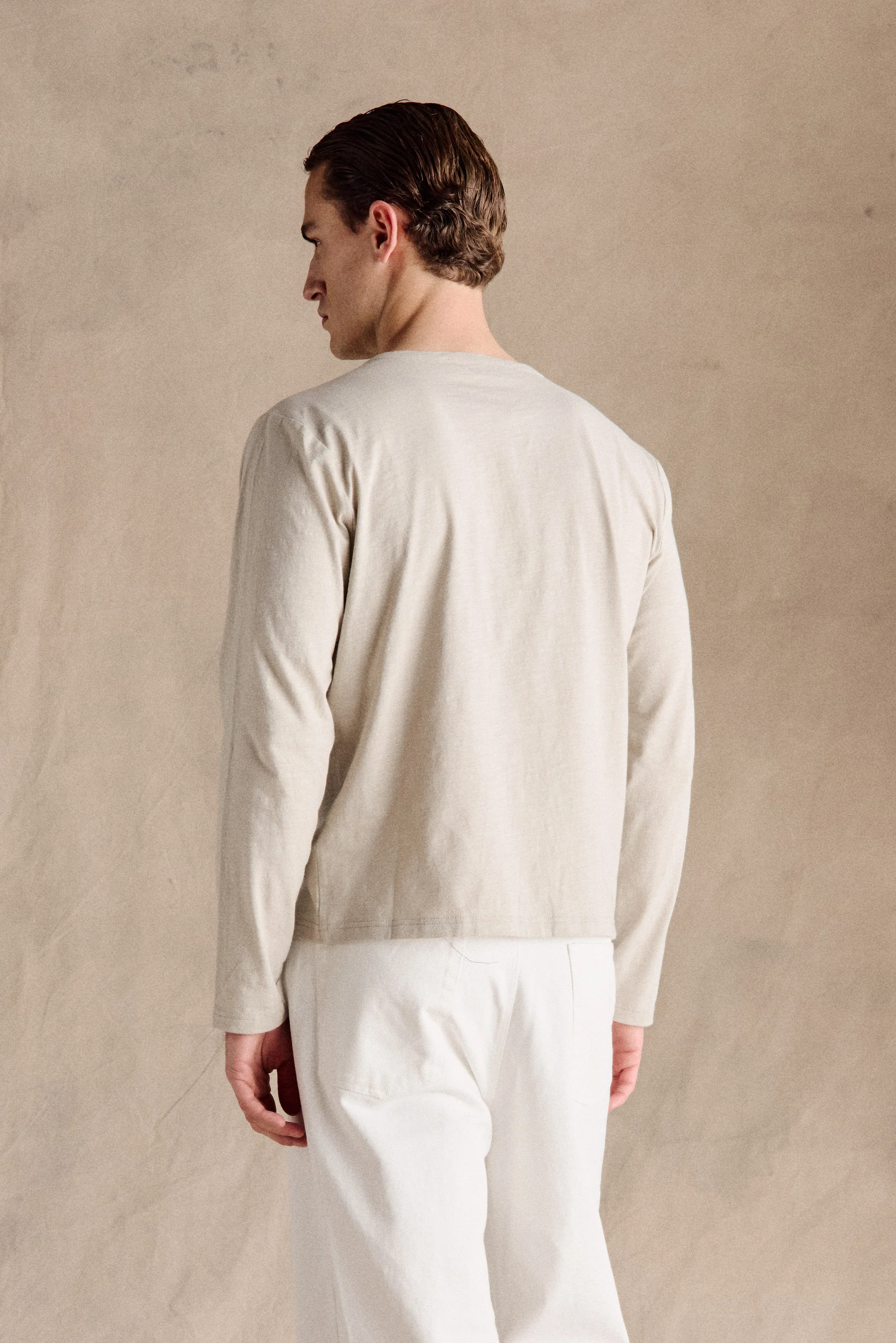 Riviera Slub Henley | Taupe - Image 3