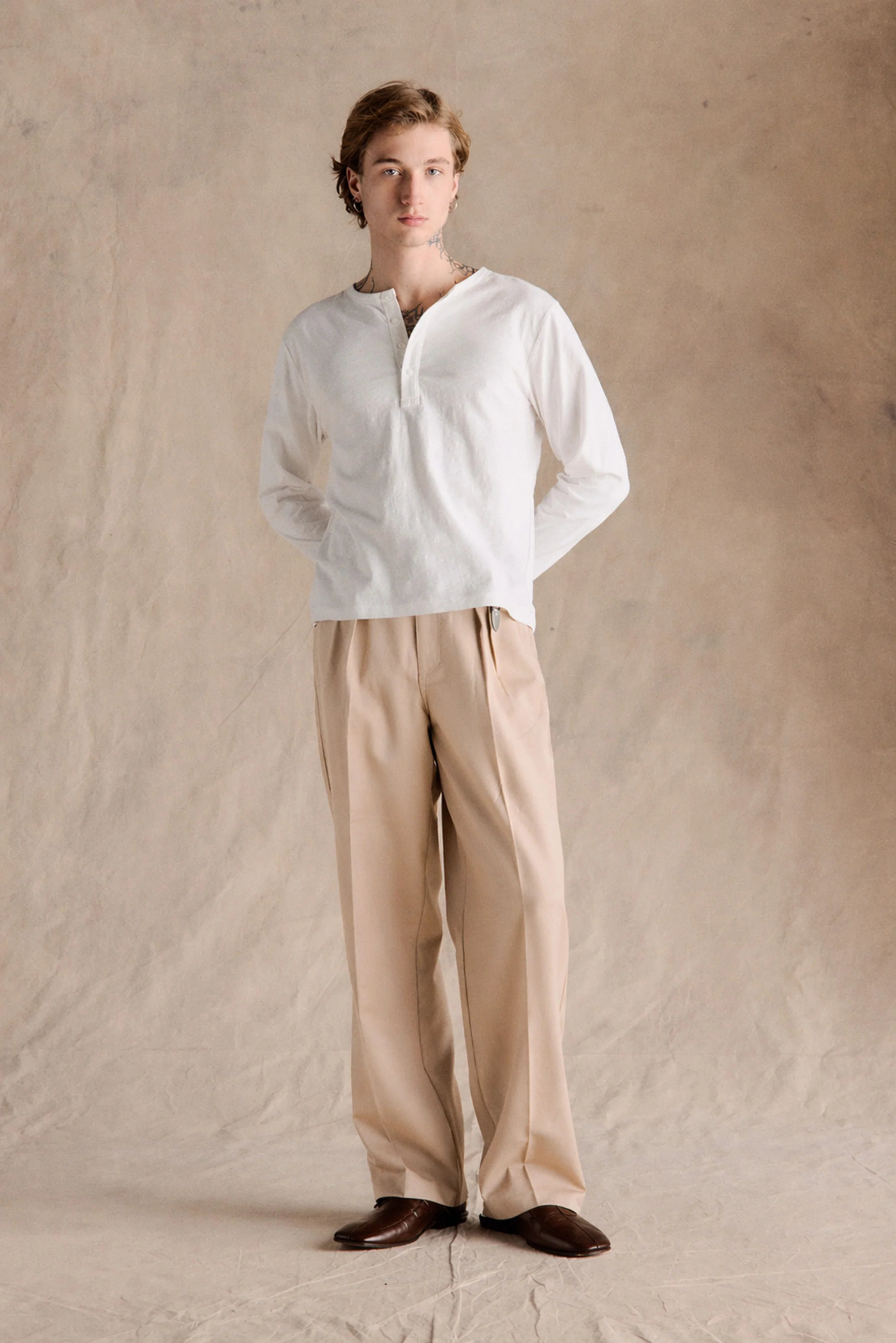 Riviera Slub Henley | White - Image 4
