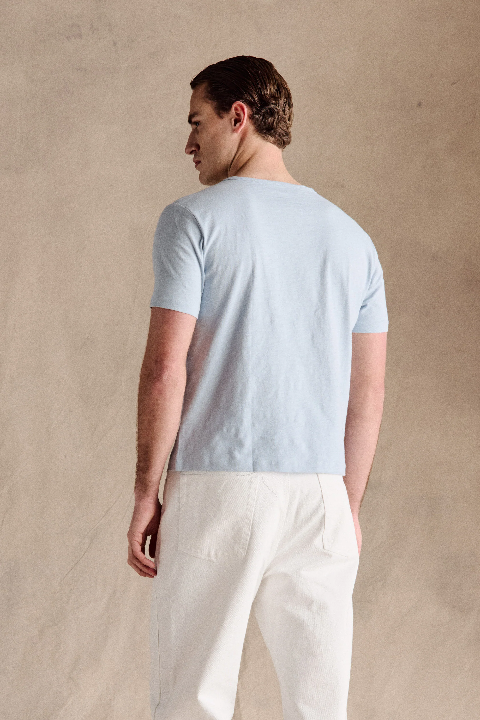 Steve Slub Cotton Tee | Light Blue - Image 3