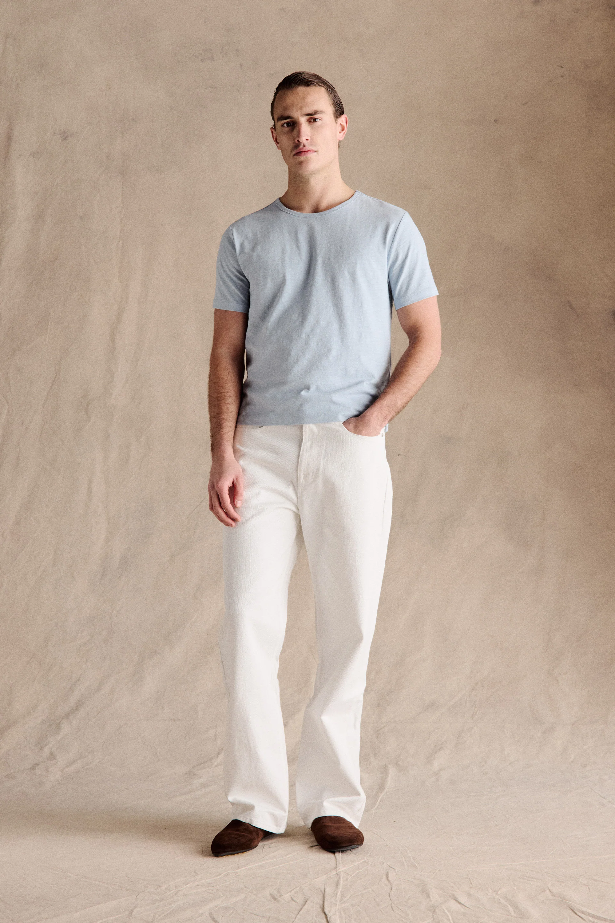 Steve Slub Cotton Tee | Light Blue - Image 4