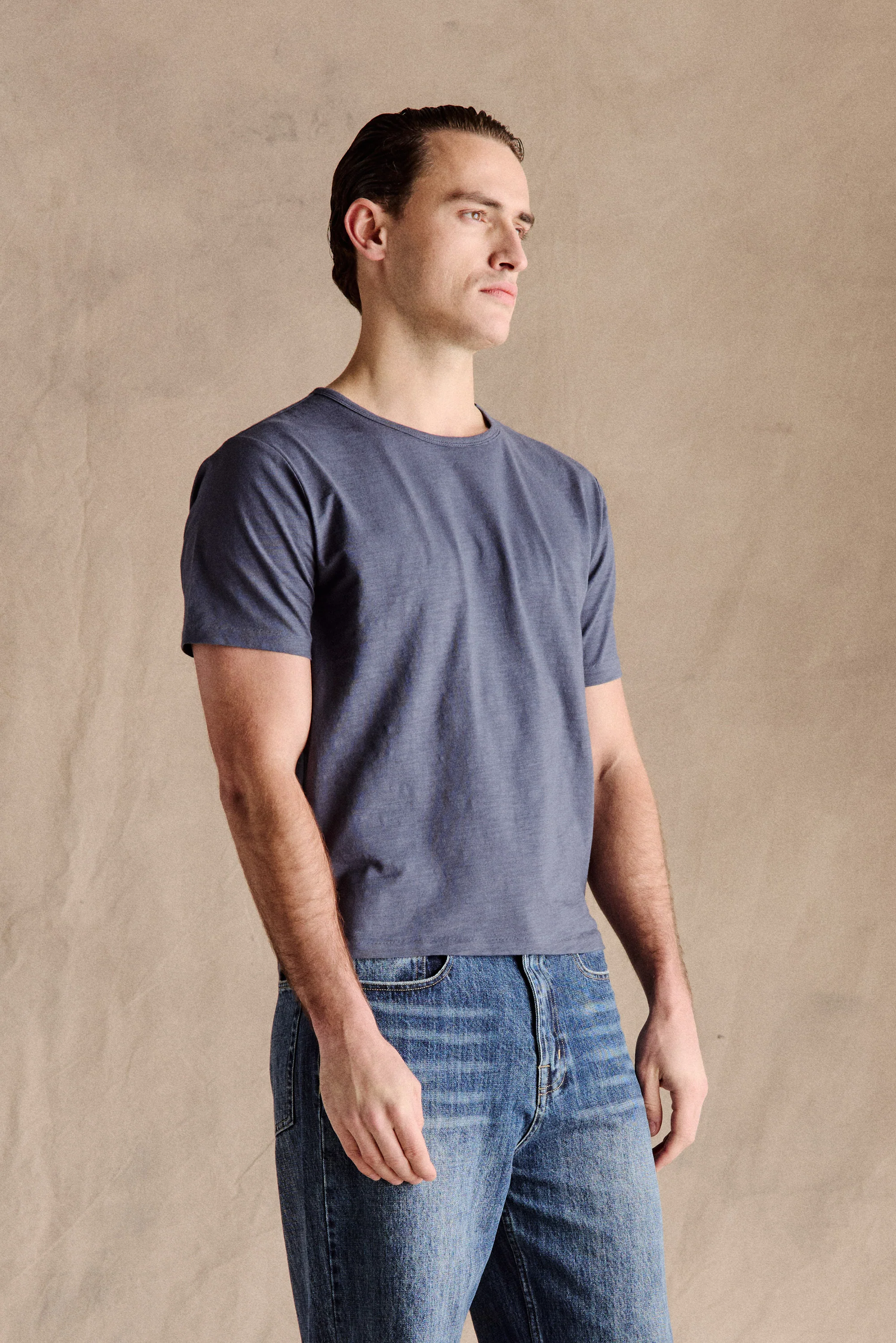 Steve Slub Cotton Tee | Navy - Image 2