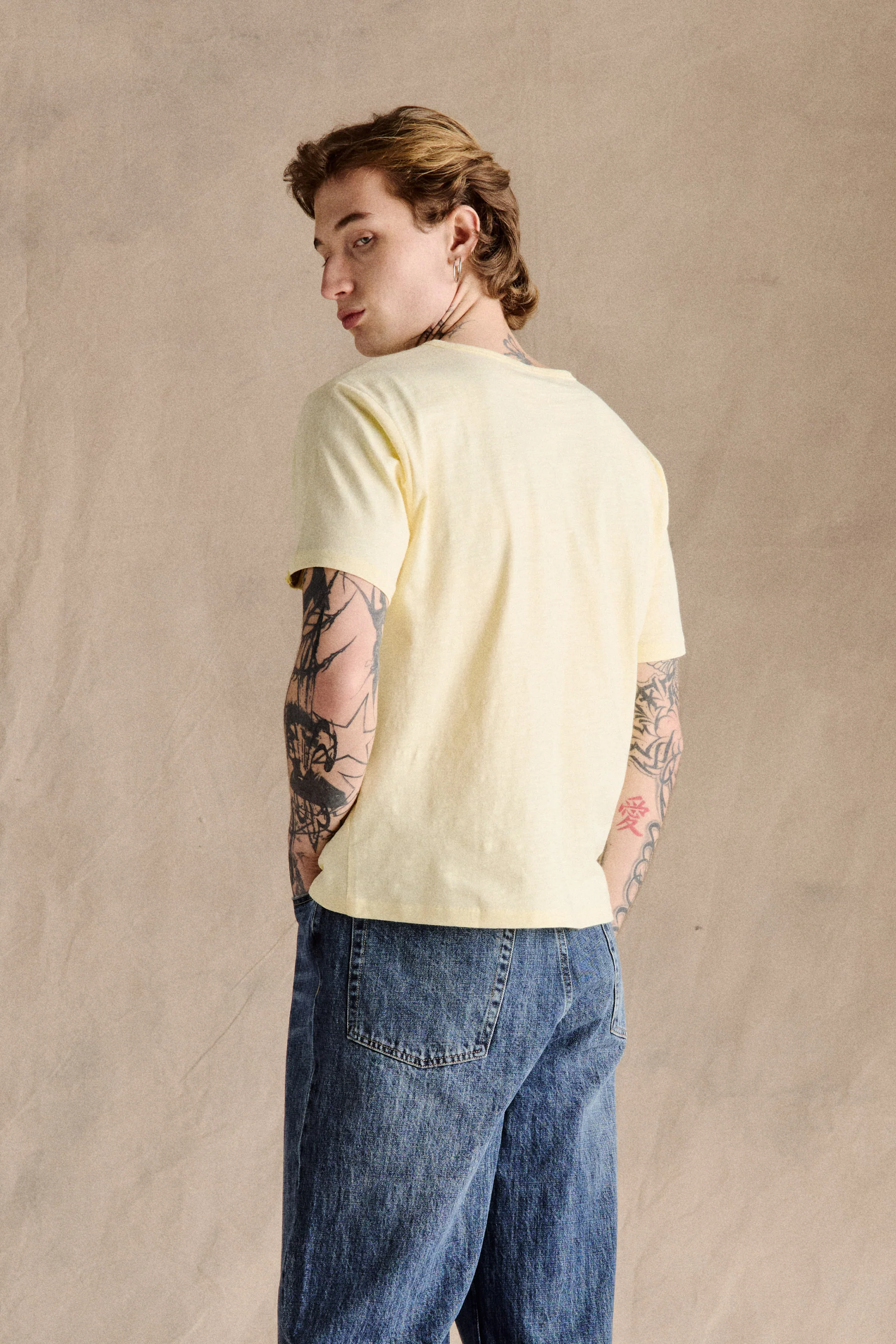 Steve Slub Cotton Tee | Yellow - Image 3